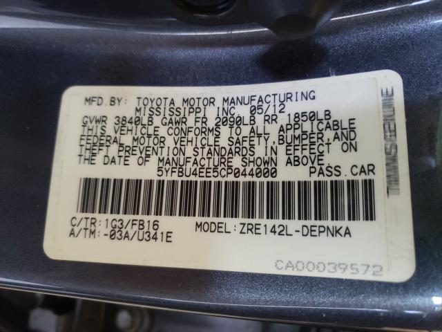 Photo 9 VIN: 5YFBU4EE5CP044000 - TOYOTA COROLLA BA 