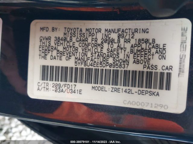 Photo 8 VIN: 5YFBU4EE5DP095837 - TOYOTA COROLLA 