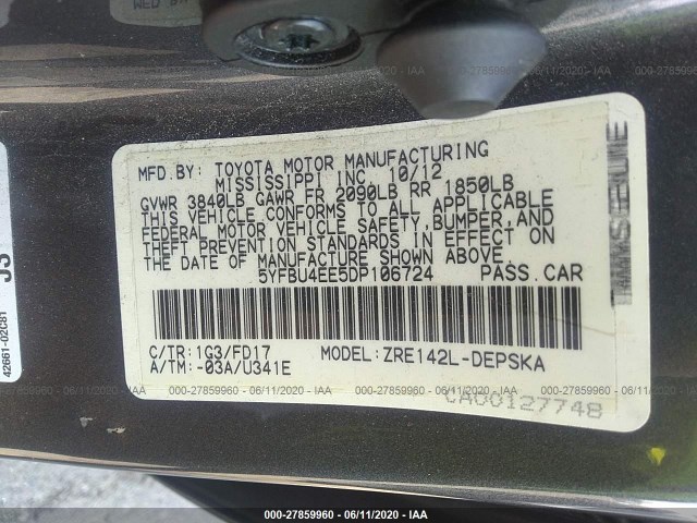 Photo 8 VIN: 5YFBU4EE5DP106724 - TOYOTA COROLLA 