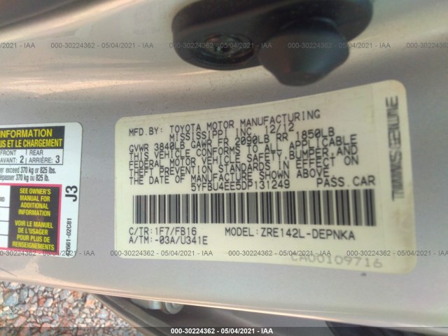 Photo 8 VIN: 5YFBU4EE5DP131249 - TOYOTA COROLLA 