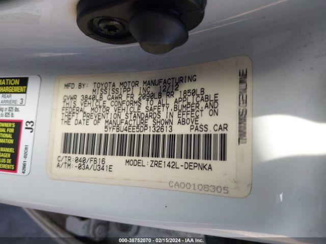 Photo 8 VIN: 5YFBU4EE5DP132613 - TOYOTA COROLLA 