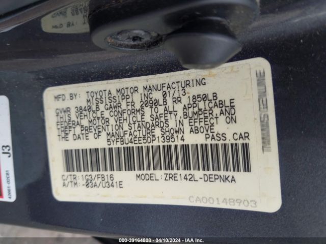 Photo 8 VIN: 5YFBU4EE5DP139514 - TOYOTA COROLLA 