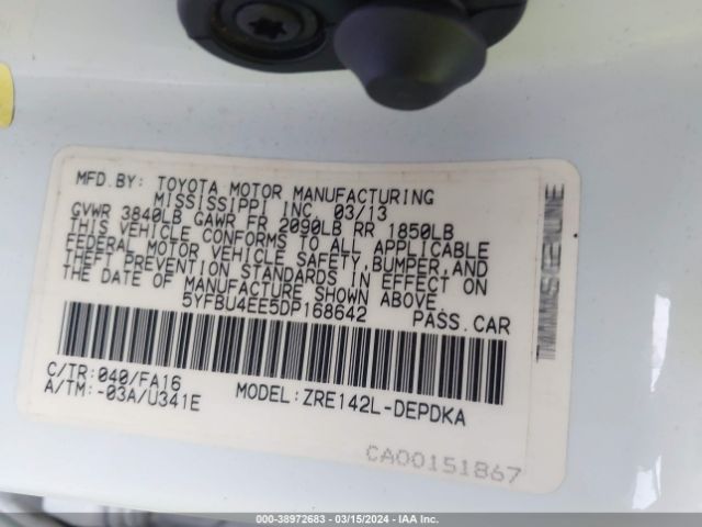 Photo 8 VIN: 5YFBU4EE5DP168642 - TOYOTA COROLLA 