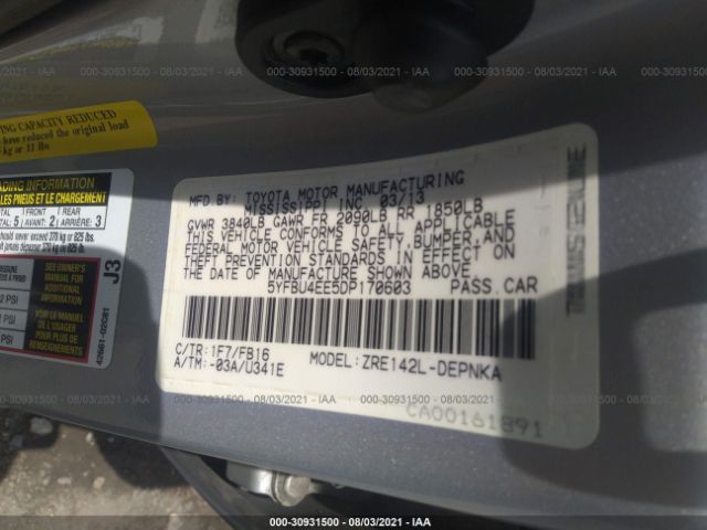 Photo 8 VIN: 5YFBU4EE5DP170603 - TOYOTA COROLLA 