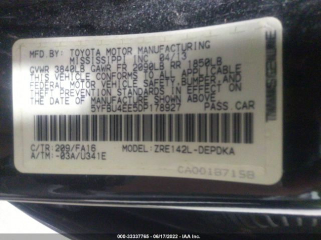 Photo 8 VIN: 5YFBU4EE5DP178927 - TOYOTA COROLLA 