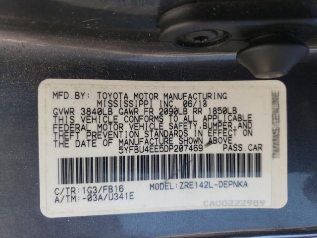 Photo 9 VIN: 5YFBU4EE5DP207469 - TOYOTA COROLLA BA 