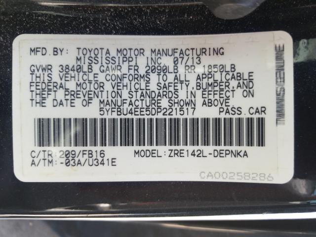 Photo 9 VIN: 5YFBU4EE5DP221517 - TOYOTA COROLLA BA 