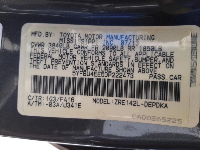 Photo 9 VIN: 5YFBU4EE5DP222473 - TOYOTA COROLLA BA 