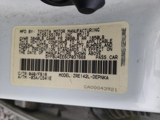 Photo 9 VIN: 5YFBU4EE6CP037668 - TOYOTA COROLLA BA 