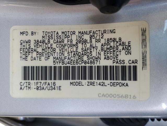 Photo 11 VIN: 5YFBU4EE6CP048671 - TOYOTA COROLLA BA 