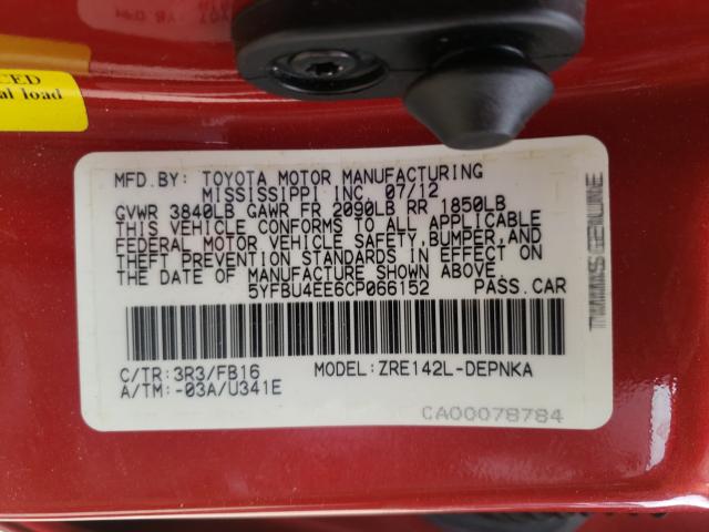 Photo 9 VIN: 5YFBU4EE6CP066152 - TOYOTA COROLLA BA 