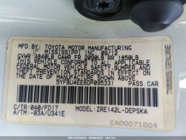 Photo 8 VIN: 5YFBU4EE6DP095331 - TOYOTA COROLLA 