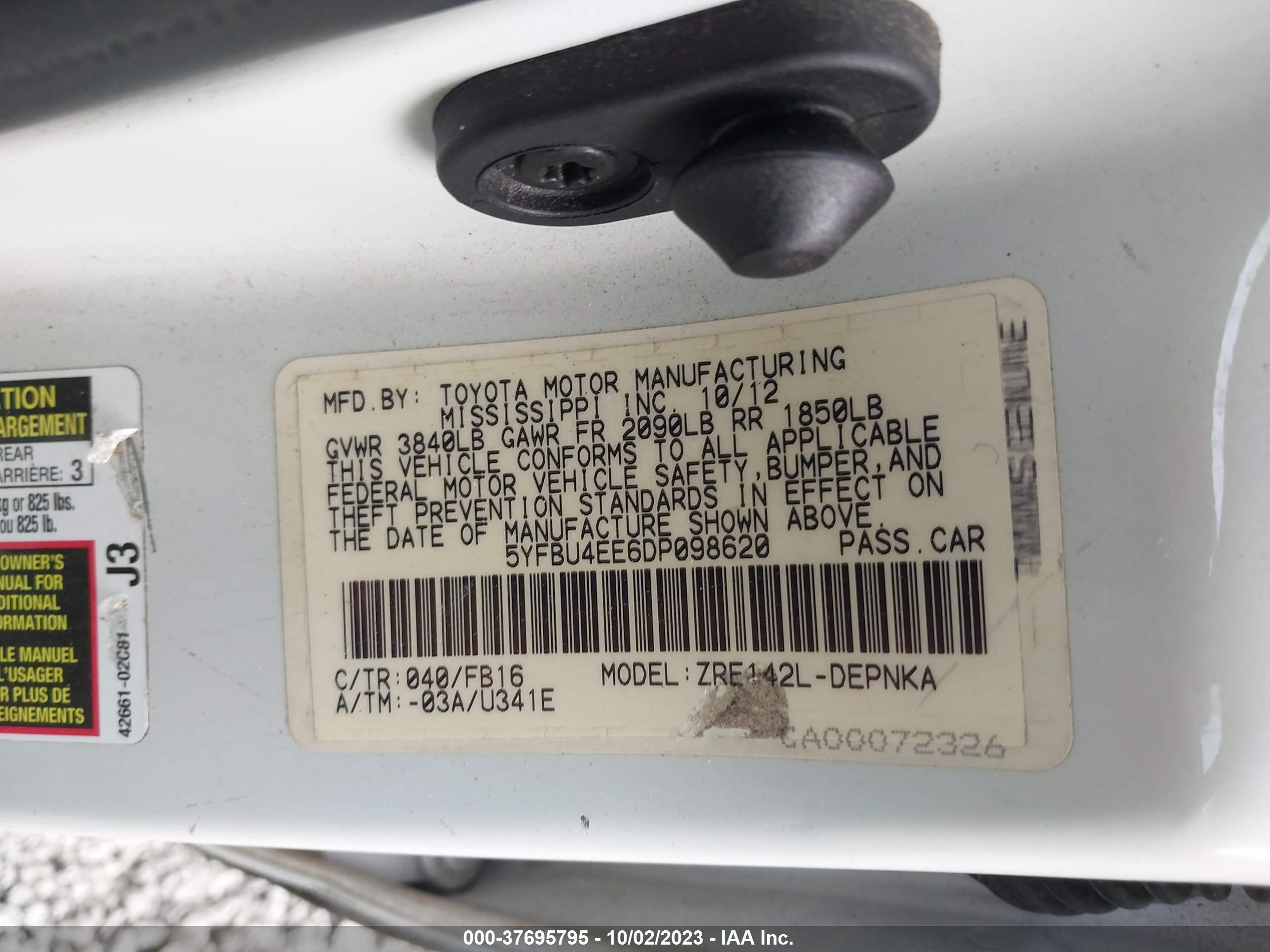 Photo 8 VIN: 5YFBU4EE6DP098620 - TOYOTA COROLLA 