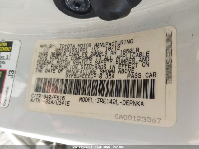 Photo 8 VIN: 5YFBU4EE6DP101354 - TOYOTA COROLLA 