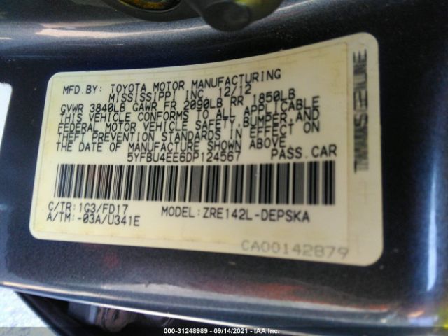 Photo 8 VIN: 5YFBU4EE6DP124567 - TOYOTA COROLLA 