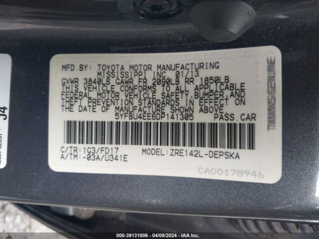 Photo 8 VIN: 5YFBU4EE6DP141305 - TOYOTA COROLLA 