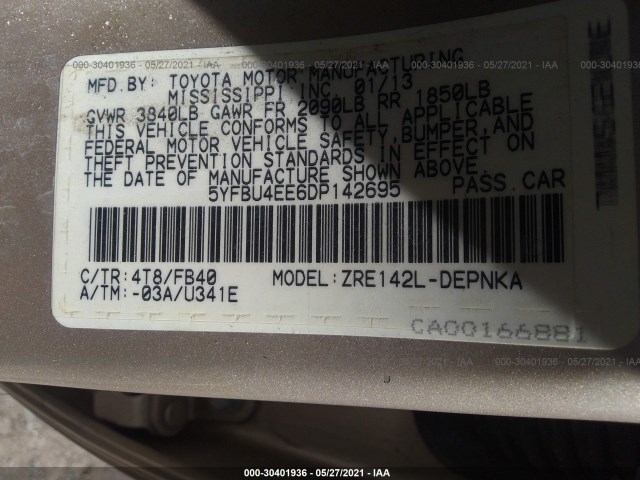 Photo 8 VIN: 5YFBU4EE6DP142695 - TOYOTA COROLLA 