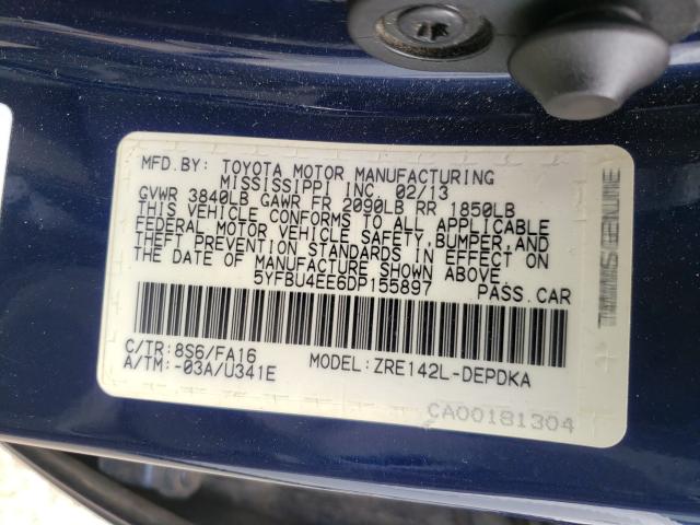 Photo 9 VIN: 5YFBU4EE6DP155897 - TOYOTA COROLLA BA 