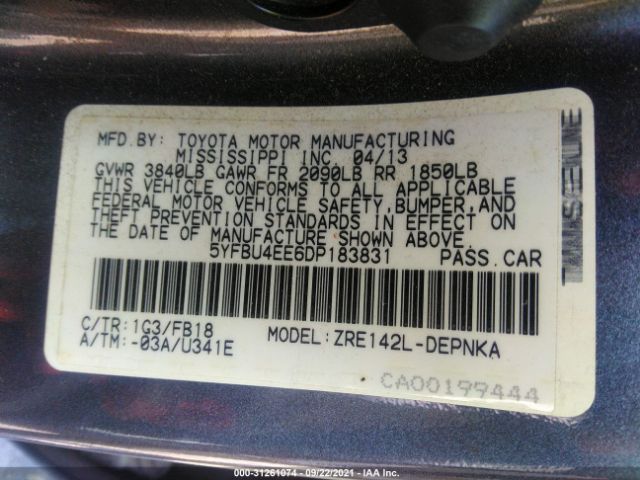 Photo 8 VIN: 5YFBU4EE6DP183831 - TOYOTA COROLLA 