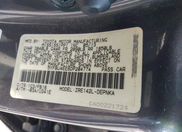 Photo 8 VIN: 5YFBU4EE6DP204774 - TOYOTA COROLLA 