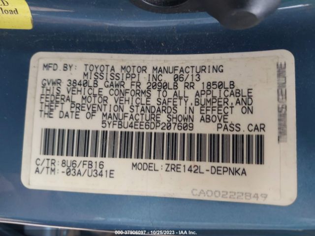 Photo 8 VIN: 5YFBU4EE6DP207609 - TOYOTA COROLLA 