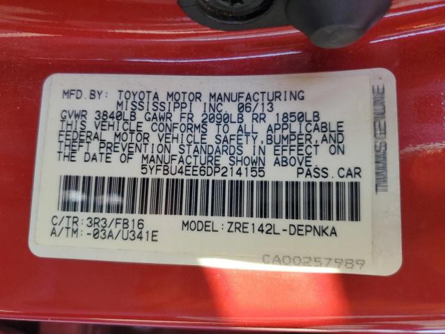 Photo 12 VIN: 5YFBU4EE6DP214155 - TOYOTA COROLLA 