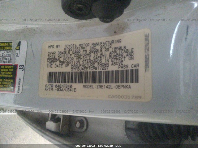 Photo 8 VIN: 5YFBU4EE7CP017297 - TOYOTA COROLLA 