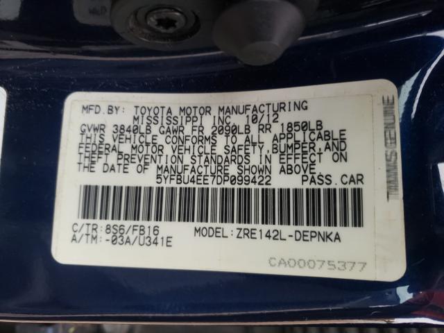 Photo 9 VIN: 5YFBU4EE7DP099422 - TOYOTA COROLLA BA 