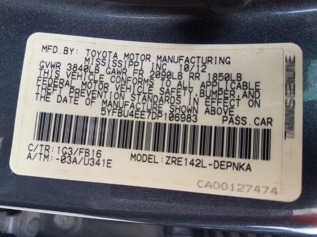 Photo 9 VIN: 5YFBU4EE7DP106983 - TOYOTA COROLLA 