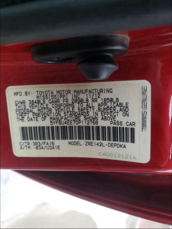 Photo 9 VIN: 5YFBU4EE7DP112766 - TOYOTA COROLLA BA 