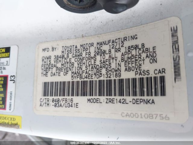 Photo 8 VIN: 5YFBU4EE7DP132189 - TOYOTA COROLLA 