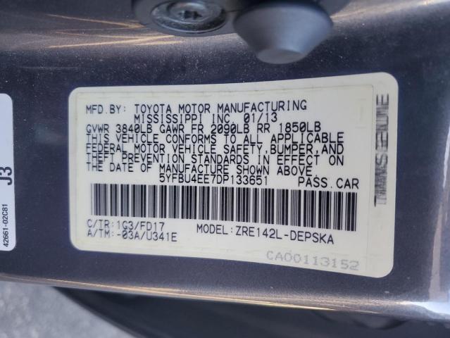 Photo 11 VIN: 5YFBU4EE7DP133651 - TOYOTA COROLLA BA 