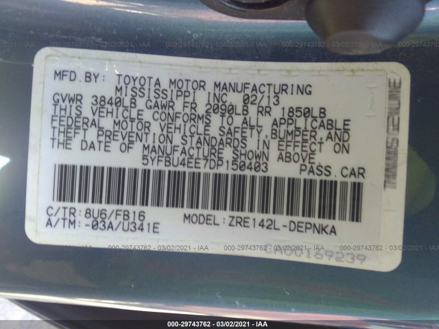 Photo 8 VIN: 5YFBU4EE7DP150403 - TOYOTA COROLLA 