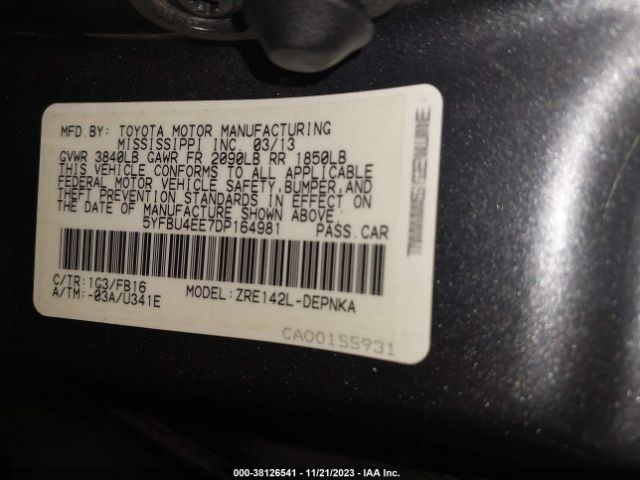 Photo 8 VIN: 5YFBU4EE7DP164981 - TOYOTA COROLLA 