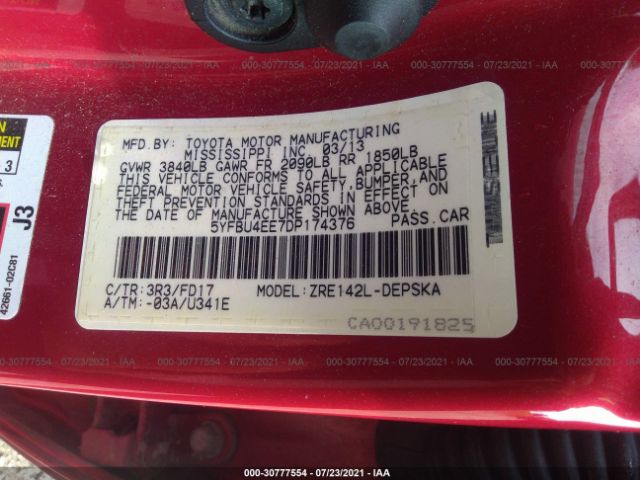 Photo 8 VIN: 5YFBU4EE7DP174376 - TOYOTA COROLLA 