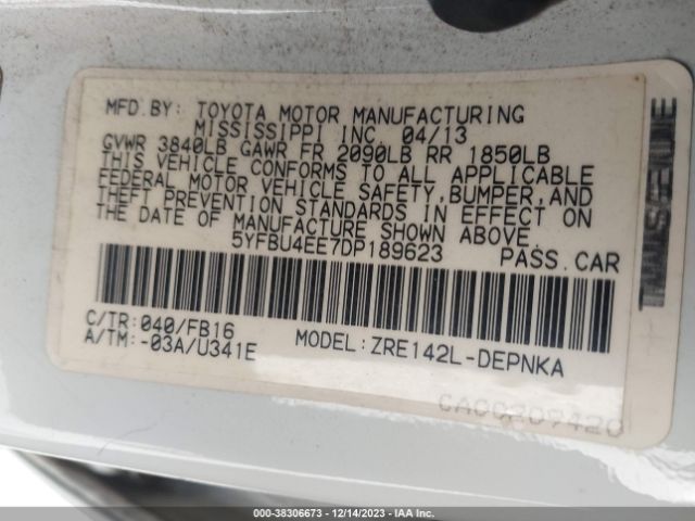 Photo 8 VIN: 5YFBU4EE7DP189623 - TOYOTA COROLLA 