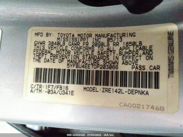 Photo 8 VIN: 5YFBU4EE7DP203066 - TOYOTA COROLLA 