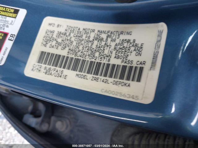 Photo 8 VIN: 5YFBU4EE7DP215718 - TOYOTA COROLLA 