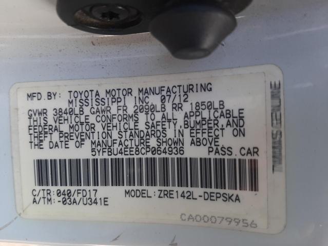 Photo 12 VIN: 5YFBU4EE8CP064936 - TOYOTA COROLLA 