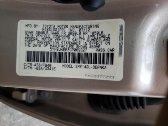 Photo 9 VIN: 5YFBU4EE8CP069327 - TOYOTA COROLLA BA 