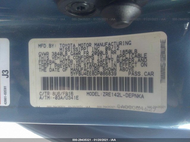 Photo 8 VIN: 5YFBU4EE8DP086839 - TOYOTA COROLLA 