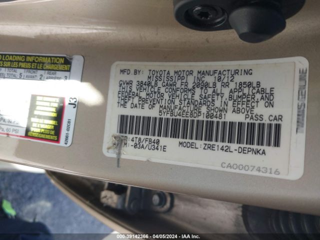 Photo 8 VIN: 5YFBU4EE8DP100481 - TOYOTA COROLLA 