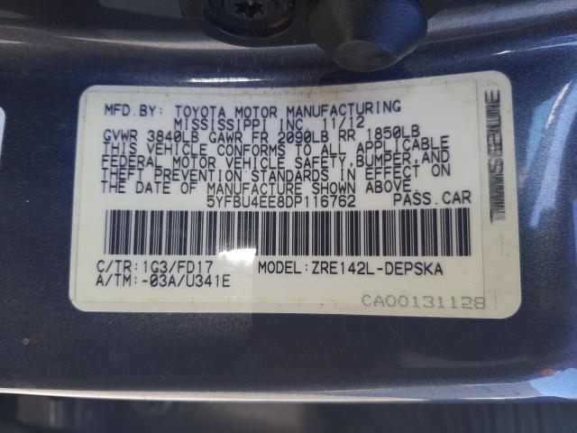 Photo 9 VIN: 5YFBU4EE8DP116762 - TOYOTA COROLLA 