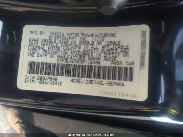 Photo 8 VIN: 5YFBU4EE8DP119404 - TOYOTA COROLLA 