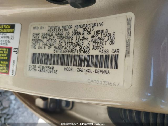 Photo 8 VIN: 5YFBU4EE8DP157408 - TOYOTA COROLLA 