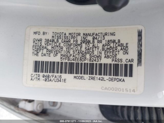 Photo 8 VIN: 5YFBU4EE8DP182437 - TOYOTA COROLLA 