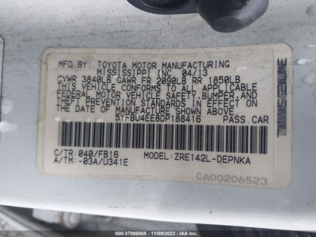 Photo 8 VIN: 5YFBU4EE8DP188416 - TOYOTA COROLLA 