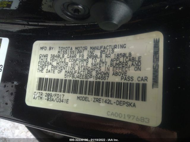 Photo 8 VIN: 5YFBU4EE8DP194667 - TOYOTA COROLLA 