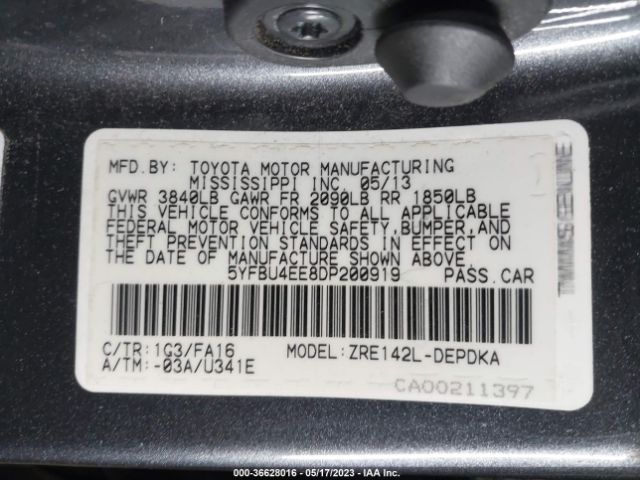 Photo 8 VIN: 5YFBU4EE8DP200919 - TOYOTA COROLLA 