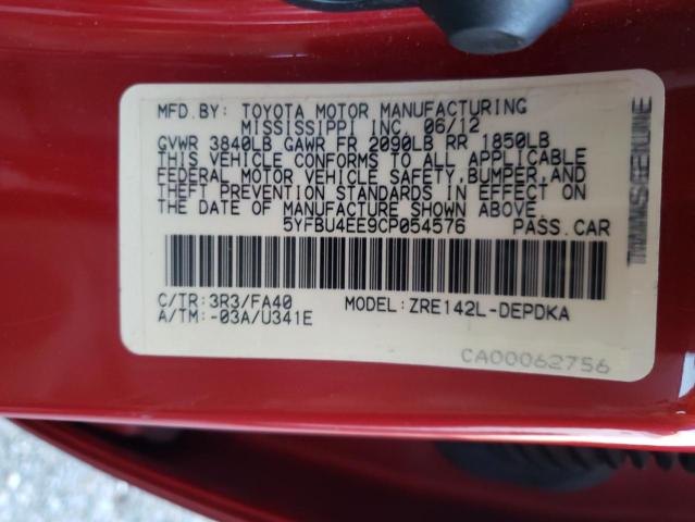 Photo 11 VIN: 5YFBU4EE9CP054576 - TOYOTA COROLLA BA 